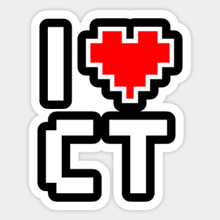 I Love CT - Pixel heart for Connecticut gamer Sticker